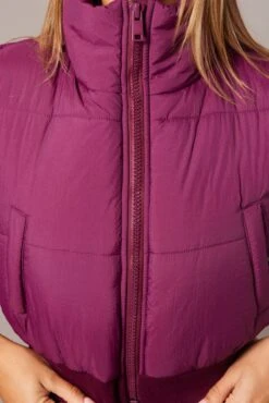 Purple Short Puffer Jacket Sleeveless With Pockets 11 Purple Short Puffer Jacket Sleeveless With Pockets -FabWear Shop oj1373 33w plum 6