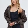 Brown PU Oversized Jacket