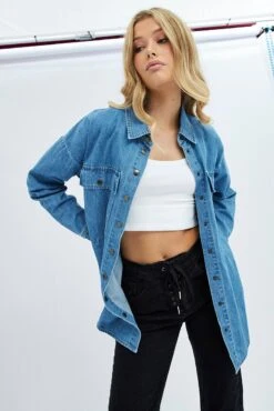 Blue Demin Shacket Long Sleeve 8 Blue Demin Shacket Long Sleeve -FabWear Shop oj14116 33ub denim blue 3