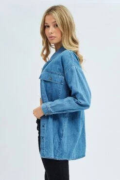 Blue Demin Shacket Long Sleeve 9 Blue Demin Shacket Long Sleeve -FabWear Shop oj14116 33ub denim blue 4