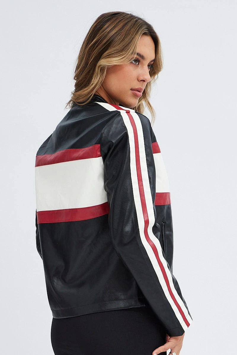 Black Faux Leather Jacket Long Sleeves 6 Black Faux Leather Jacket Long Sleeves - Image 6