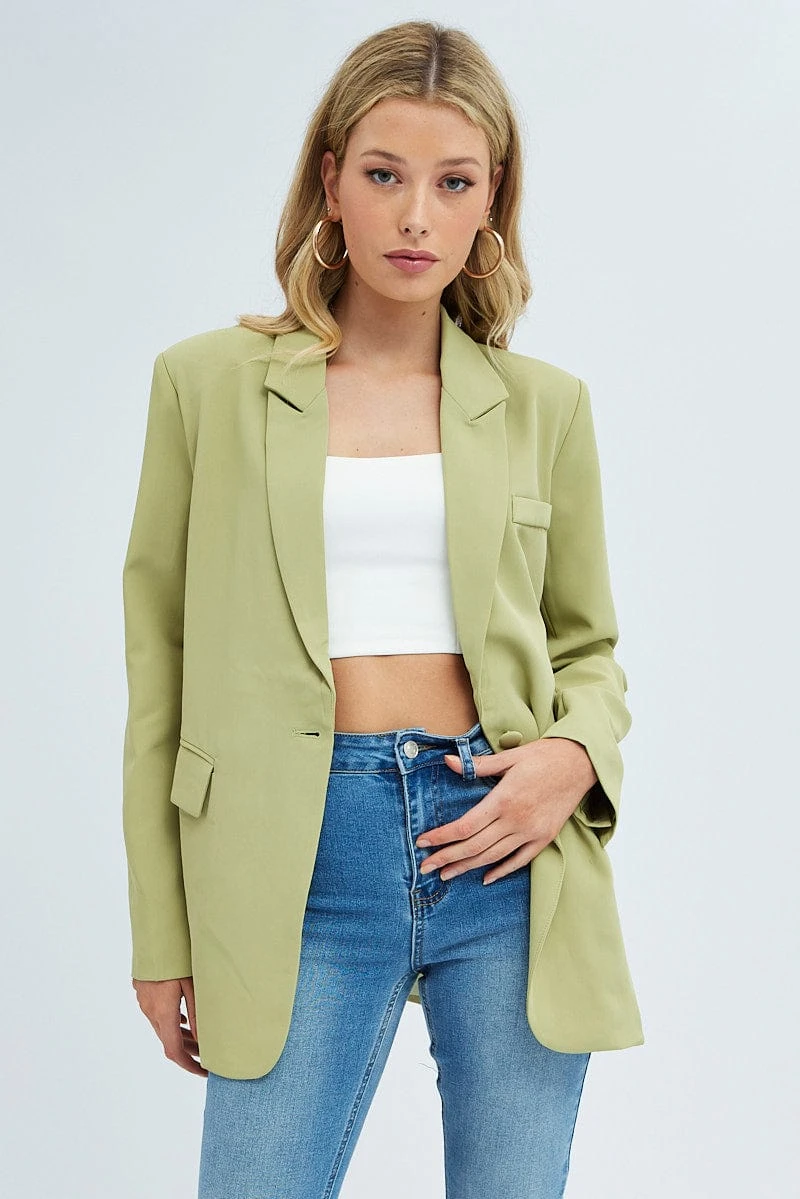 Green Oversized Single Breasted Blazer 1 Green Oversized Single Breasted Blazer