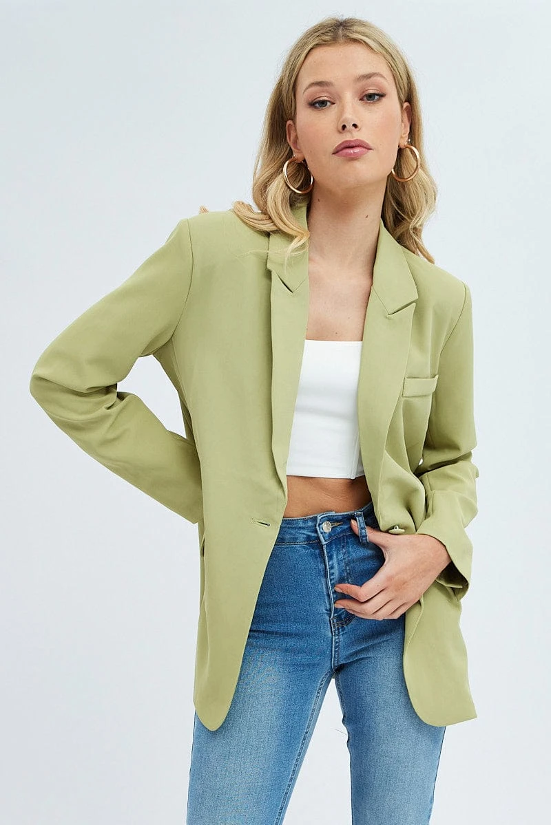 Green Oversized Single Breasted Blazer 3 Green Oversized Single Breasted Blazer - Image 3
