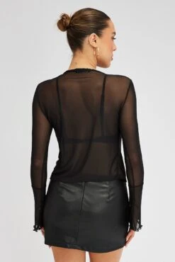 Black Mesh Cardigan Long Sleeve -FabWear Shop oj1693 84w black 5