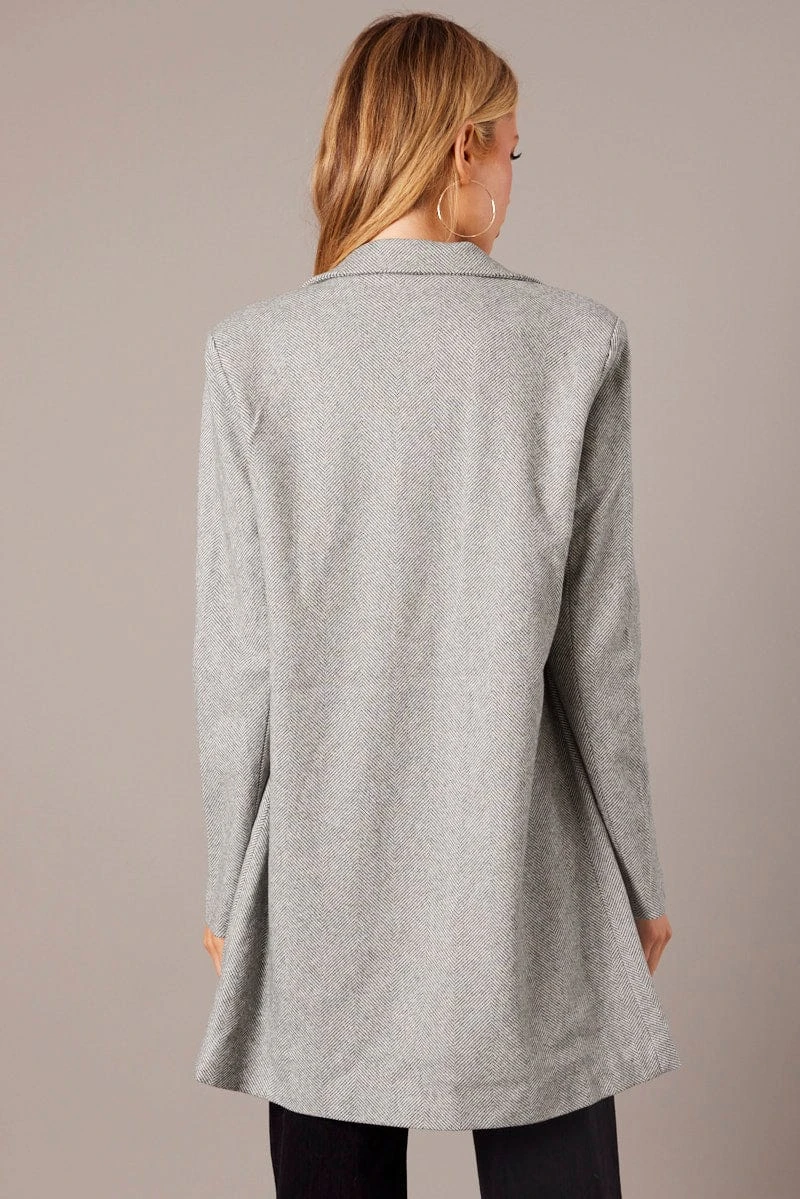 Black Check Check Double Breasted Coat Long Sleeve Collar 5 Black Check Check Double Breasted Coat Long Sleeve Collar - Image 5