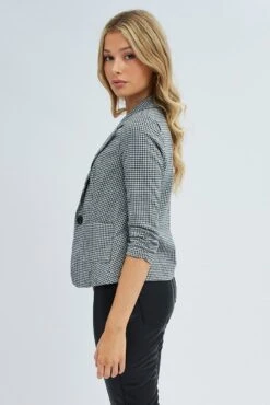 Check Houndstooth Single Breasted Tailored Blazer -FabWear Shop oj17325 81wb check 4