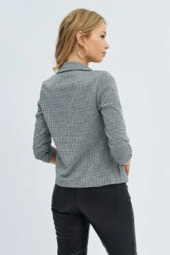 Check Houndstooth Single Breasted Tailored Blazer -FabWear Shop oj17325 81wb check 5