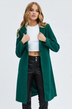 Green One Button Coat Knee Length 8 Green One Button Coat Knee Length -FabWear Shop oj1832 66w forest 3
