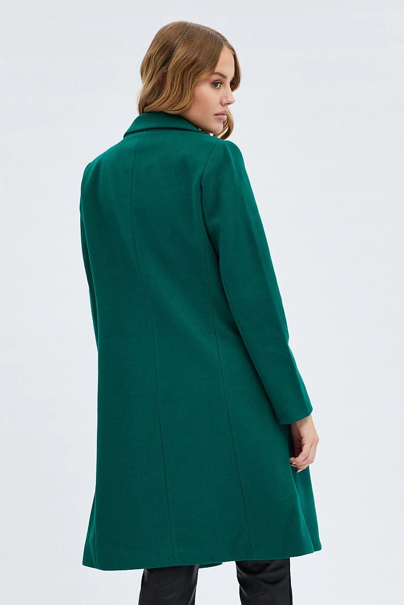 Green One Button Coat Knee Length 5 Green One Button Coat Knee Length - Image 5