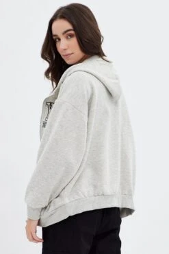 Grey Hoodie Zip Long Sleeve New York Embroidery 12 Grey Hoodie Zip Long Sleeve New York Embroidery -FabWear Shop oj1853b 84m grey marle 6