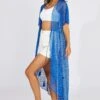 Blue Crochet Cardigan Short Sleeve