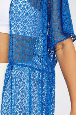 Blue Crochet Cardigan Short Sleeve -FabWear Shop oj2012 51wb blue 6