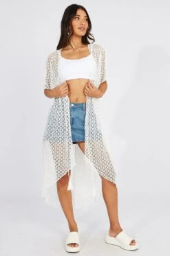 White Crochet Cardigan Short Sleeve 8 White Crochet Cardigan Short Sleeve -FabWear Shop oj2012 51wb white 3