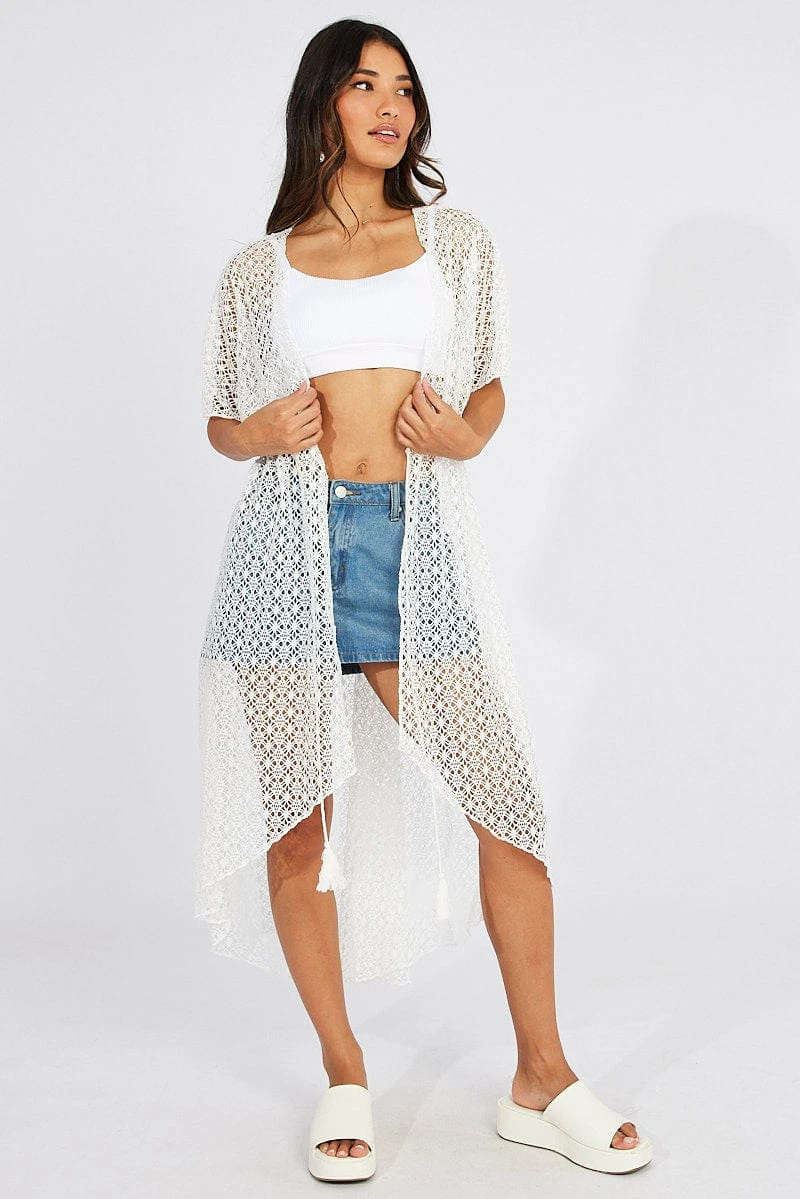 White Crochet Cardigan Short Sleeve 3 White Crochet Cardigan Short Sleeve - Image 3