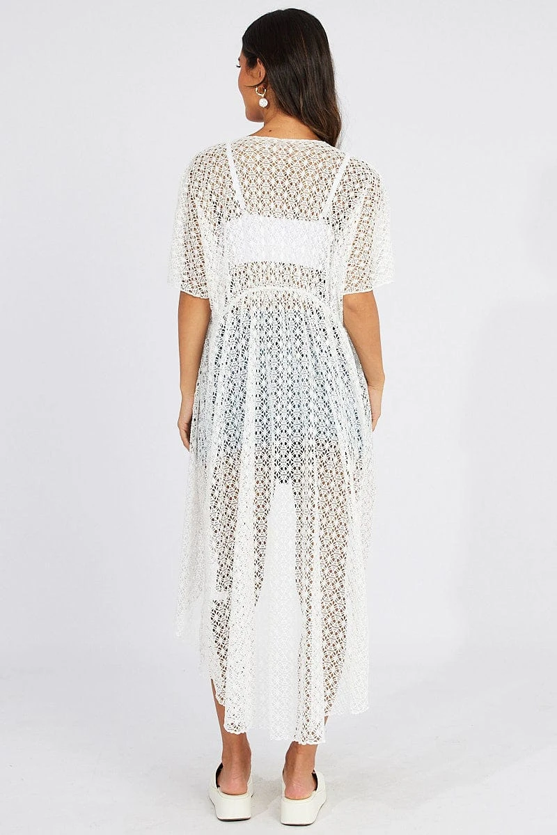 White Crochet Cardigan Short Sleeve 5 White Crochet Cardigan Short Sleeve - Image 5