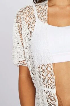 White Crochet Cardigan Short Sleeve 11 White Crochet Cardigan Short Sleeve -FabWear Shop oj2012 51wb white 6