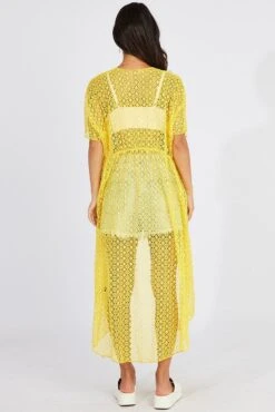 Yellow Crochet Cardigan Short Sleeve -FabWear Shop oj2012 51wb yellow 5