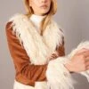 Brown Faux Fur Jacket Long Sleeves
