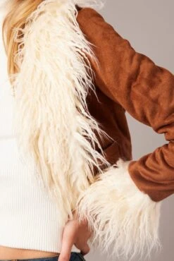 Brown Faux Fur Jacket Long Sleeves 11 Brown Faux Fur Jacket Long Sleeves -FabWear Shop oj5021 33wb brown 6