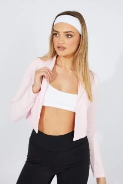 Pink Crop Jacket 3/4 Sleeve 8 Pink Crop Jacket 3/4 Sleeve -FabWear Shop oj5675 34wb pink 3