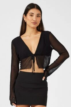 Black Tie Up Cardigan Long Sleeve 8 Black Tie Up Cardigan Long Sleeve -FabWear Shop oj5680 84wb black 3