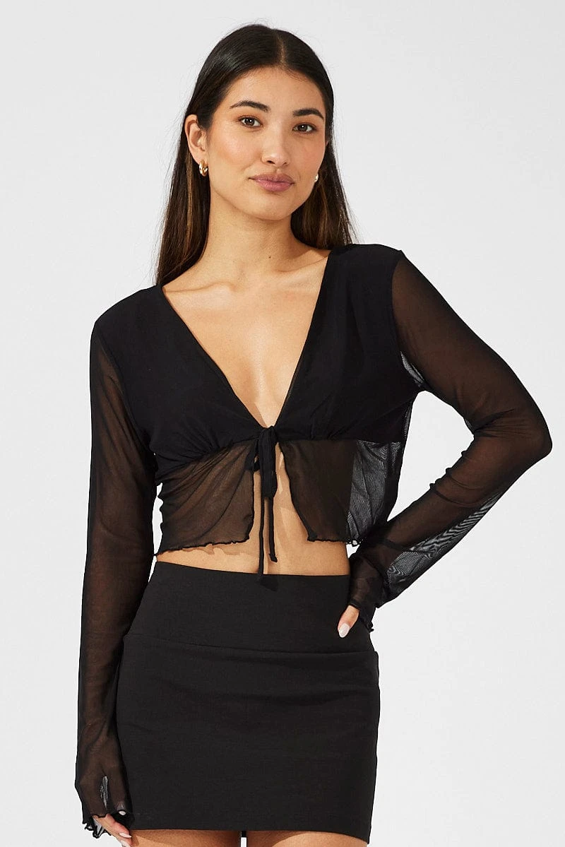 Black Tie Up Cardigan Long Sleeve 3 Black Tie Up Cardigan Long Sleeve - Image 3