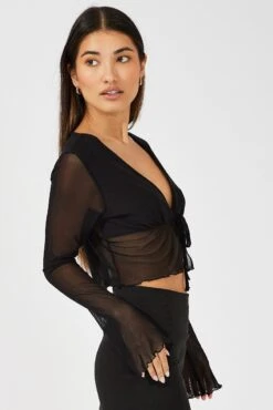 Black Tie Up Cardigan Long Sleeve 9 Black Tie Up Cardigan Long Sleeve -FabWear Shop oj5680 84wb black 4