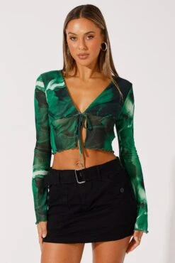 Green Abstract Tie Up Cardigan Long Sleeve 8 Green Abstract Tie Up Cardigan Long Sleeve -FabWear Shop oj5680a 84wb abstract 3