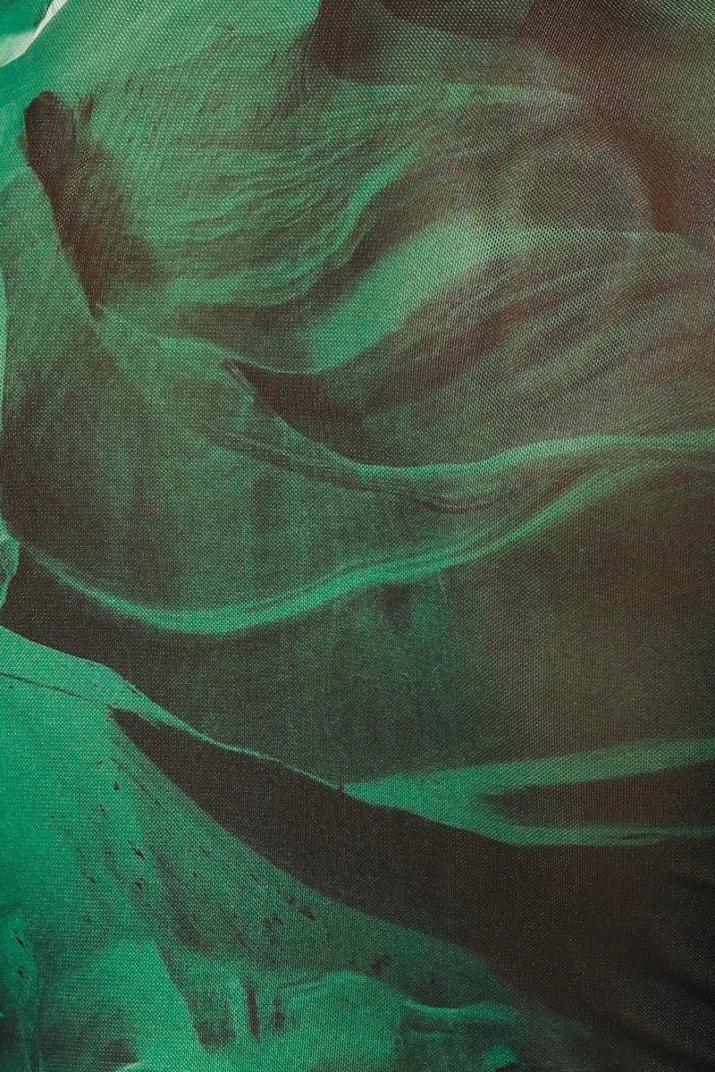 Green Abstract Tie Up Cardigan Long Sleeve 6 Green Abstract Tie Up Cardigan Long Sleeve - Image 6