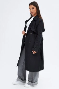 Black Trench Coat Long Sleeves Cotton 9 Black Trench Coat Long Sleeves Cotton -FabWear Shop oj8010 66mb black 4