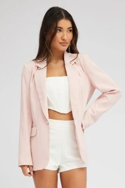 Pink Jacket Long Sleeve Collar Neck 8 Pink Jacket Long Sleeve Collar Neck -FabWear Shop oj9130a 33wb pale pink 3