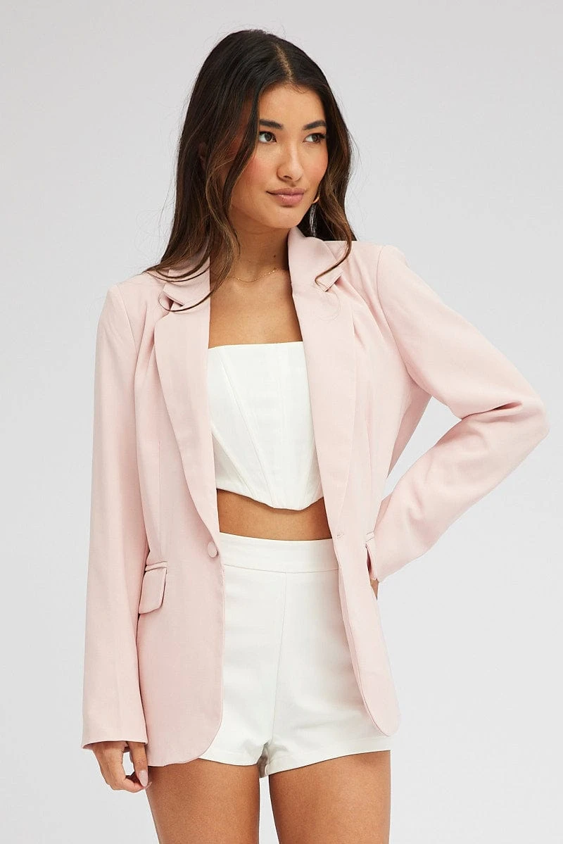 Pink Jacket Long Sleeve Collar Neck 3 Pink Jacket Long Sleeve Collar Neck - Image 3