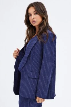 Stripe Blazer Long Sleeve Tailored Single Breasted -FabWear Shop oj9130bx 33cb stripe 4