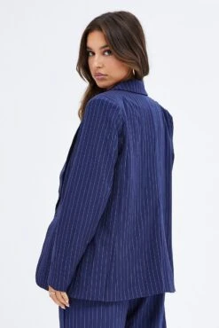 Stripe Blazer Long Sleeve Tailored Single Breasted -FabWear Shop oj9130bx 33cb stripe 5