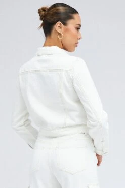 White Denim Crop Jacket -FabWear Shop ojo10164b 33wb white 5