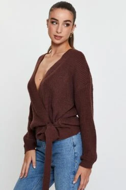 Brown Knit Cardigan Long Sleeve Wrap 9 Brown Knit Cardigan Long Sleeve Wrap -FabWear Shop oversize cardigan brown knit cardigan long sleeve wrap 32965136220353