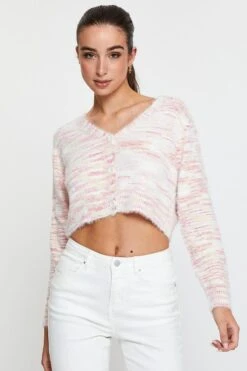 Multi Knit Cardigan Long Sleeve Crop
