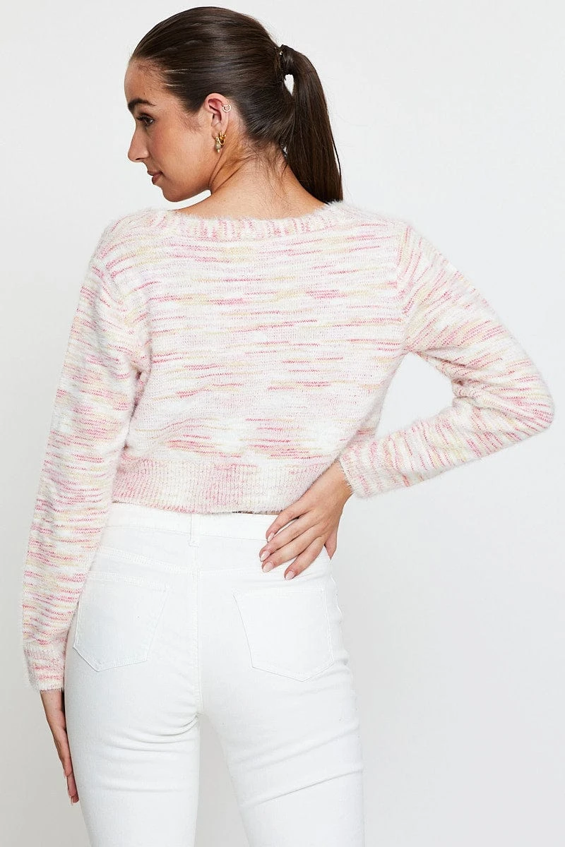 Multi Knit Cardigan Long Sleeve Crop 5 Multi Knit Cardigan Long Sleeve Crop - Image 5