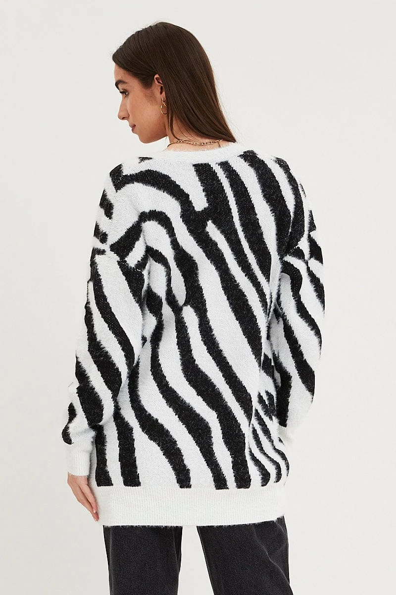 Print Knit Cardigan Long Sleeve Longline 5 Print Knit Cardigan Long Sleeve Longline - Image 5