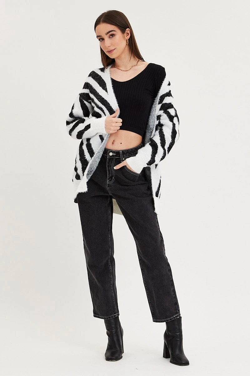 Print Knit Cardigan Long Sleeve Longline 2 Print Knit Cardigan Long Sleeve Longline - Image 2