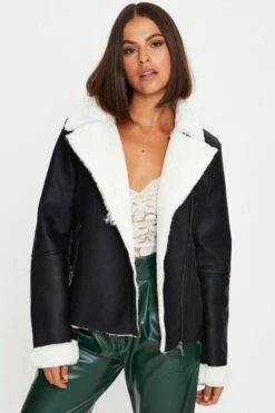 Black Hood Jacket Faux Leather