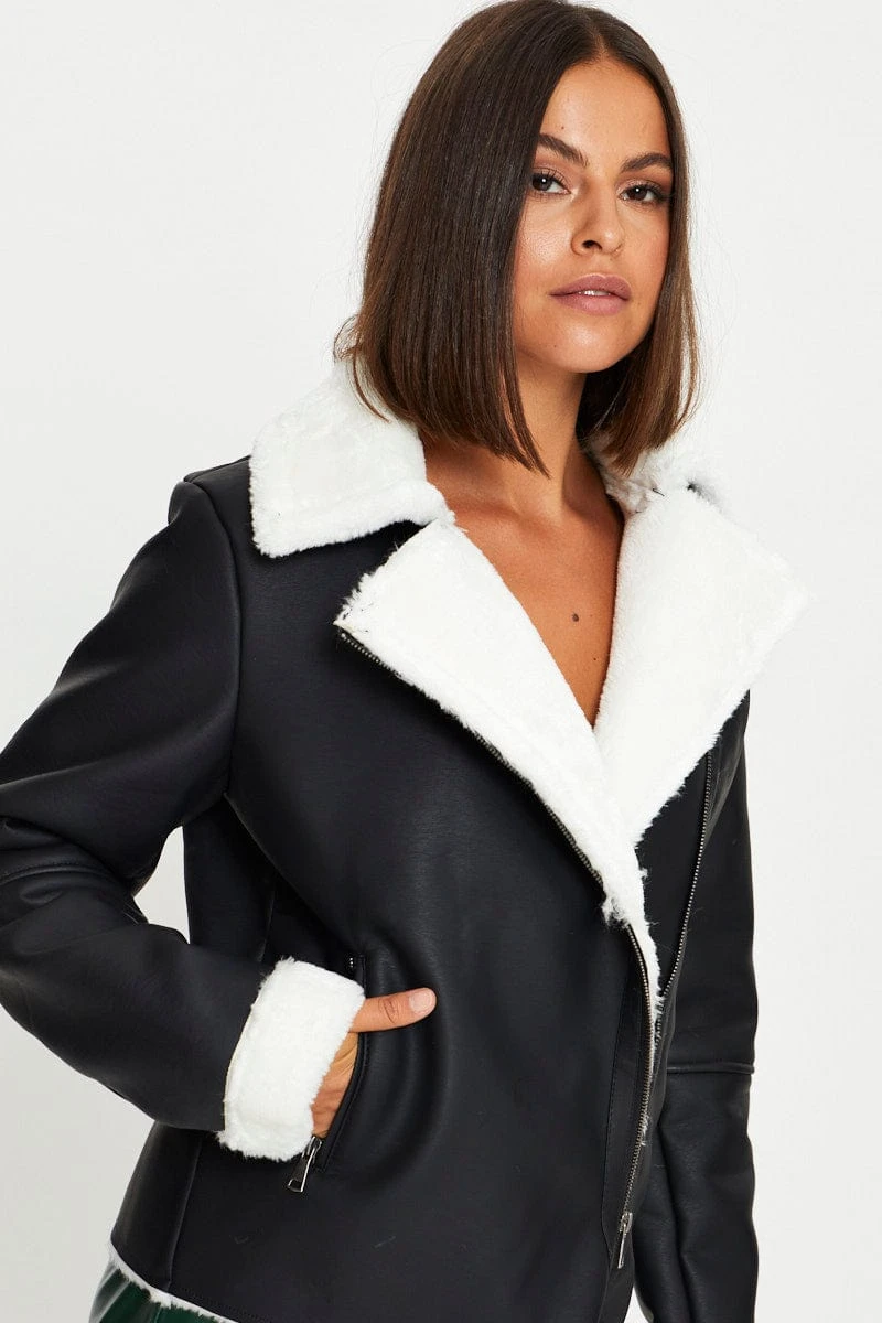 Black Hood Jacket Faux Leather 2 Black Hood Jacket Faux Leather - Image 2