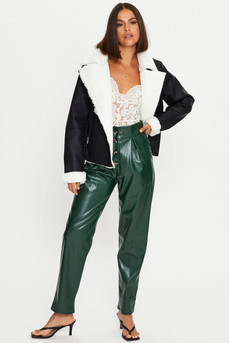 Black Hood Jacket Faux Leather 3 Black Hood Jacket Faux Leather - Image 3