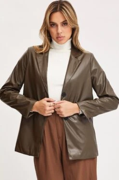 Brown Faux Leather Jacket Long Sleeve Oversized 8 Brown Faux Leather Jacket Long Sleeve Oversized -FabWear Shop pu jacket brown faux leather jacket long sleeve oversized 32966600949953