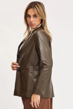 Brown Faux Leather Jacket Long Sleeve Oversized 10 Brown Faux Leather Jacket Long Sleeve Oversized -FabWear Shop pu jacket brown faux leather jacket long sleeve oversized 32966600982721