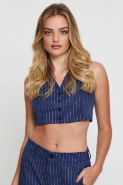 Stripe Crop Shirts Sleeveless  V-Neck 8 Stripe Crop Shirts Sleeveless  V-Neck -FabWear Shop semi crop stripe crop shirts sleeveless a v neck 32966914310337