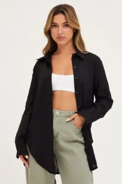 Black Shirt Top Long Sleeve