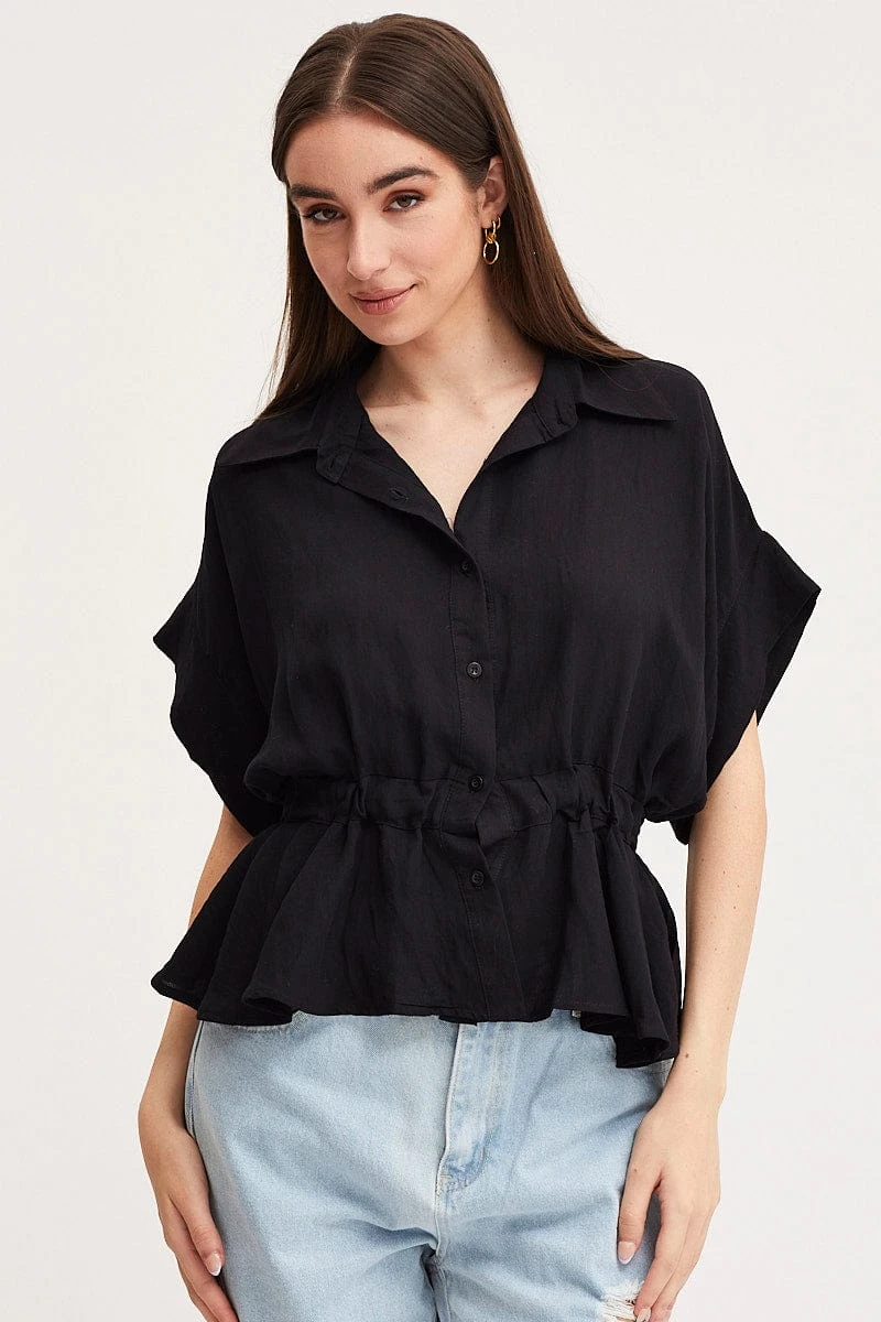 Black Shirt Top Short Sleeve 1 Black Shirt Top Short Sleeve