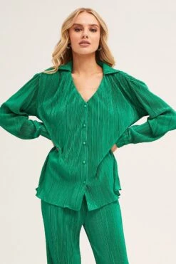 Green Plisse Shirt Long Sleeve Button Front 18 Green Plisse Shirt Long Sleeve Button Front -FabWear Shop shirt green plisse shirt long sleeve button front 32886798319809