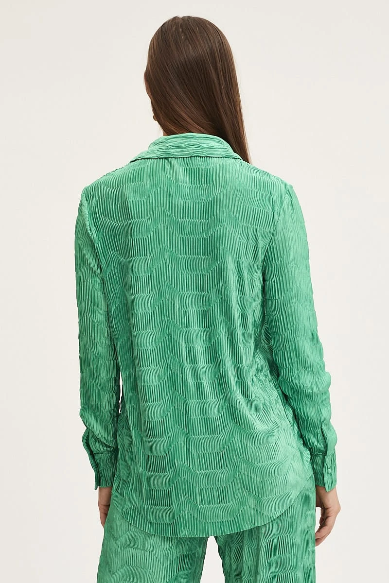 Green Plisse Shirts Long Sleeve 5 Green Plisse Shirts Long Sleeve - Image 5